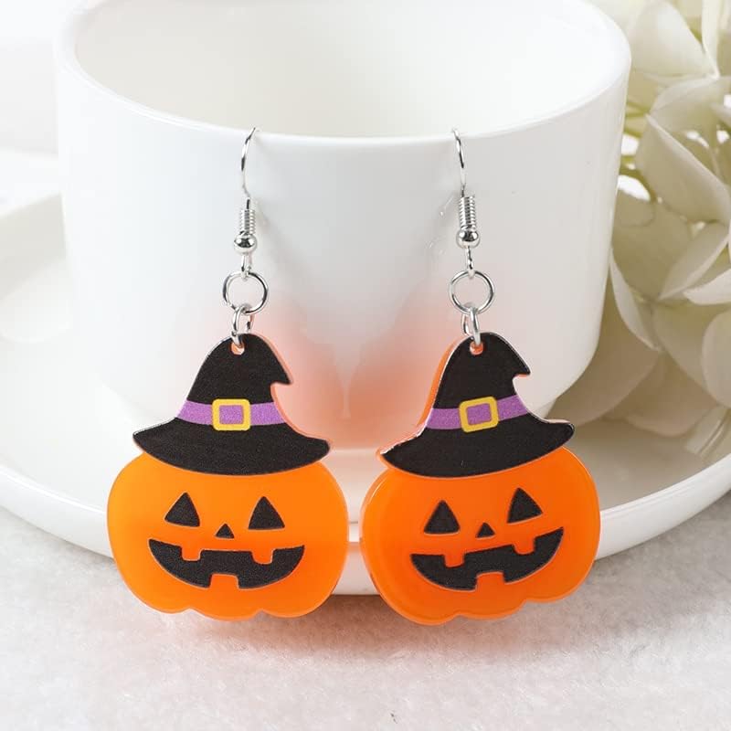 Koleso 1Pair Halloween Mulher Brincos de Acrylicpumpkin Cat Ghost and Skull Drop Brincos para meninas aniversário-15011