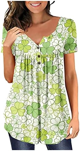 Tshirts femininos de manga curta túnicos de verão quatro folhas trevo st patricks dia blusas camisas casuais camiseta