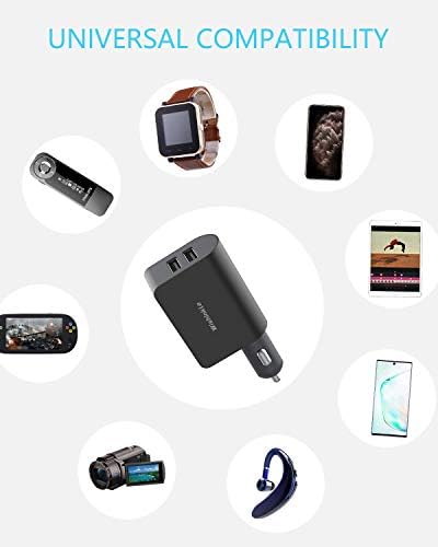 Wishinkle 2 em 1 carregador de carro USB com plugue de parede, carregador de carro portada portátil portátil com