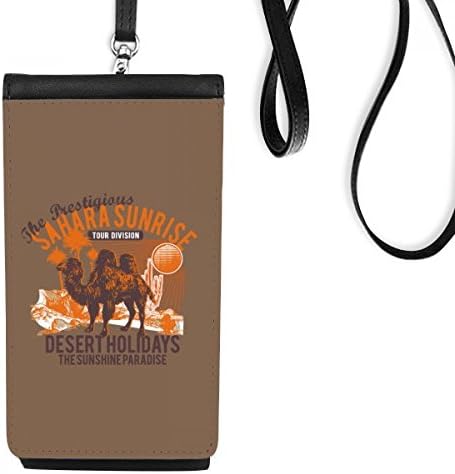 Sunshine Paradise Desert Holiday Camel Animal Phone Phone Purse pendurada bolsa móvel bolso preto bolso