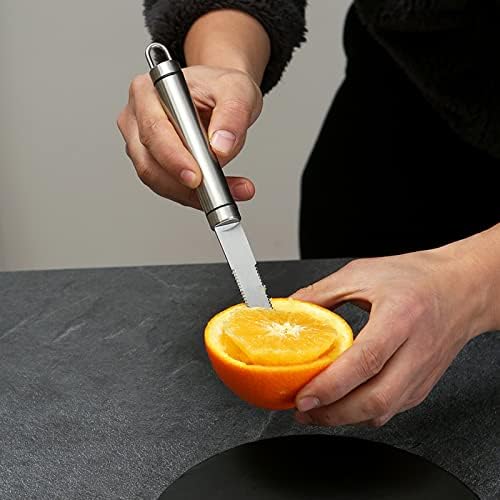 Klyuqoz aço inoxidável Faca de toranja, faca de toranja conjunto serrilhado de 2, com colheres de toranja e faca de frutas, para