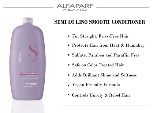 Alfaparf Milano semi di lino condicionador suave para cabelos crespos e rebeldes - Detange o cabelo - controla o frizz - endireita