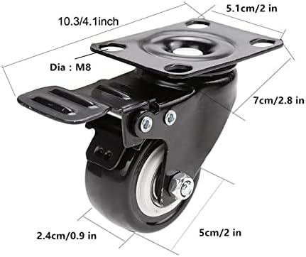 Vieuue rodízios giratórios giratórios 4 pacote de giro de borracha PU, 360 graus de cada roda Capacidade 132 libras com