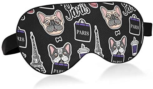 Alaza pug cão estampa de cachorro Eiffel Tower Paris Máscara de sono para homens Blackout Refrige