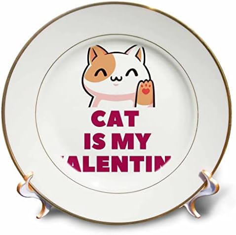 3drose fofo gato com texto de gato é meu dia dos namorados - pratos