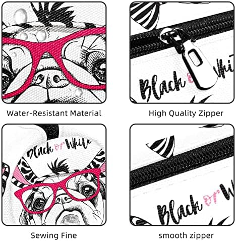 Dog Funny Pug Black ou White Pencil Case Student Peige bolsa zíper da bolsa de maquiagem de maquiagem de cosméticos para alunos
