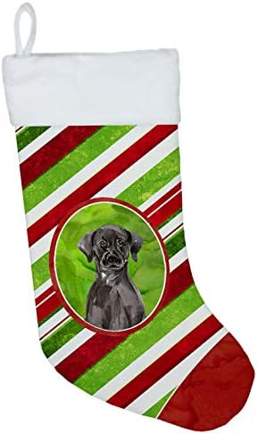 Tesouros de Caroline CK4042CS Natal Flakes de neve preto Labrador Retriever Meias de Natal, lareira pendurando meias