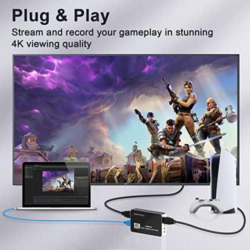 Cartão de captura 4k 60fps, USB3.0 HDMI Capture Card Nintendo Switch, Capture Game Capture Capture para gravação de streaming, Trabalhe