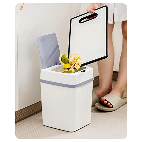 BAOBLAZE Lixo automático pode ser operado por bateria quadrada criativa com pó de tampa para, branco