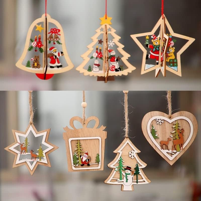 Ornamento de Natal 2022, 1 PCS Ano Novo 2023 Decorações, Ornamento de Natal Pingents Pingents Star Star Tree Bell Decorações de