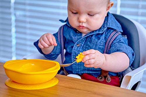 Conjunto de refeições para crianças, garfo e colher de palmeira para bebês e sucção auto -alimentação, conjunto de presentes