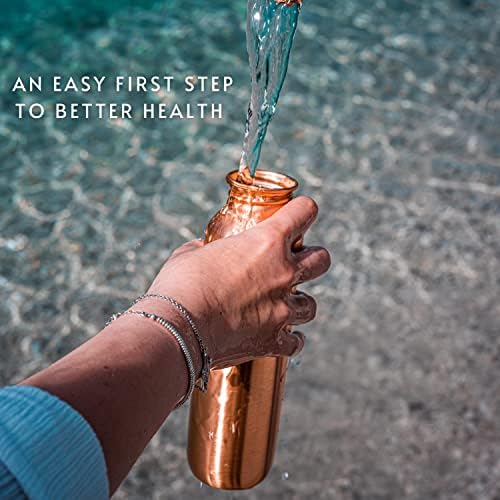 Kosdeg Copper Water Bottle - Design moderno vintage de 16 onças - um vaso de cobre ayurvédico para beber - beba mais água,