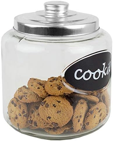 Home Basics Cookie de vidro de grande capacidade, macarrão, açúcar, farinha, cereal, jarra com tampa de metal segura
