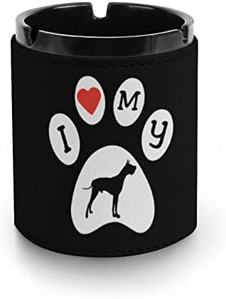 I Heart Love My Great Dane Pu Couather Ashtray Cigaretas Cigars Chegars Bandejador para Decoração de mesa para carro de escritório