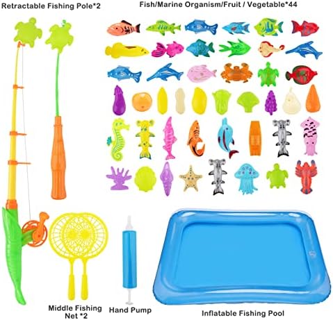 DC-Beautiful 51 peças Toy Toy Baby Bath Toy Toy Rede Magnética Pesca Pesca Learning Education Play Define ao ar livre