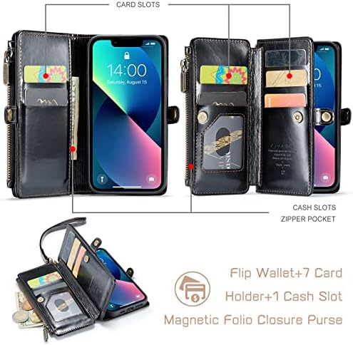 Defencase para iPhone 13 Mini Case Wallet, iPhone 13 Mini Carteira para mulheres e homens, Casos de telefone de tira de tira