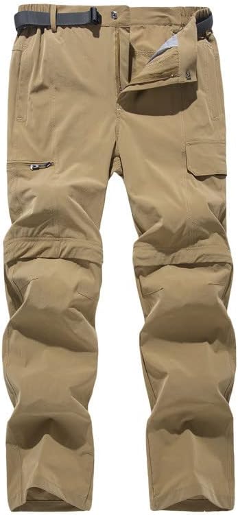 Calça de caminhada conversível masculina zíper leve de calças de carga respirável Casual para arredores ao ar livre, pesca, safari