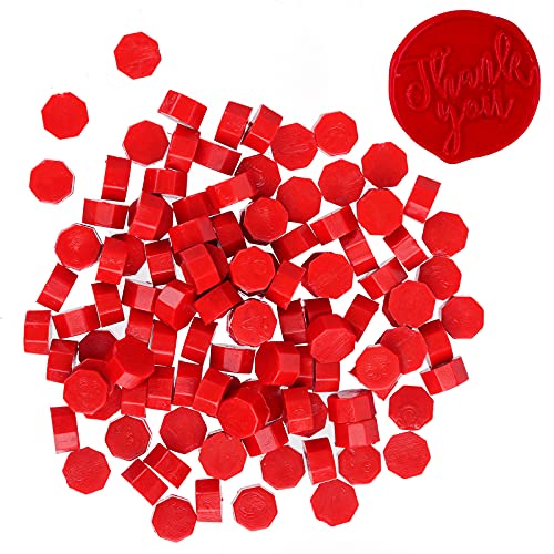 Lygxyz 102 peças Octagon Wax Seal contas, miçangas de cera de vedação vermelha premium para cartas e certificados,