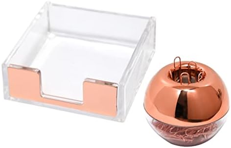 ZSEDP Office School Use o organizador de mesa Crystal Clear Rose Gold Gold Notes Sticky Pads Pads Dispensador de clipes