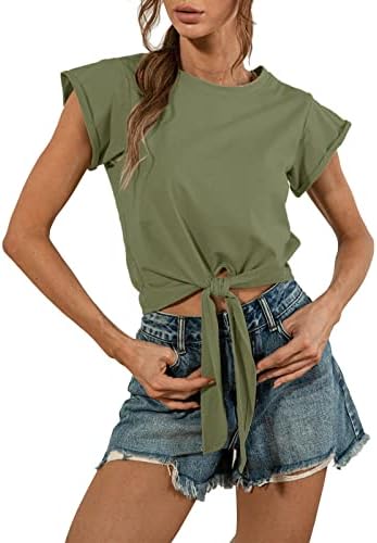 Camiseta de algodão leve tampo feminino amarra o verão top shirts sexy tampe arco tampo de cabeceira de moda de moda vestido de vestido