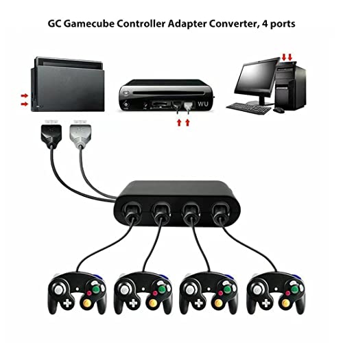 Adaptador do controlador GameCube com 4 portas encaixes para Nintendo Wii U, Nintendo Switch Riuse