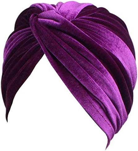 Chapéu de turbante de veludo esticador vintage Twist Twist Pleaseted Head embrulhe a bandeira arabeira arabeira Chemo Turban Headwear