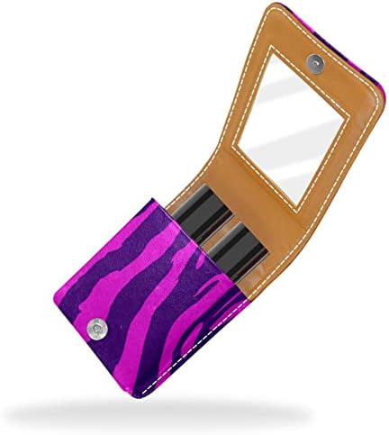 Caixa de batom de maquiagem de tigre roxo com espelho para bolsa cosmética do suporte de batom de bolsa cosmética