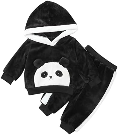 2pcs Roupfits meninos meninas Meninas Hoodie Tops Pants Set De Cartoon Panda Sorto Cute Sorto De outono Caso de inverno