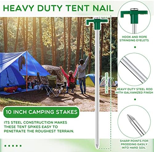 40 pacote de 10 polegadas estacas de barraca galvanizou sem ferrugem tenda de acampamento pop up stakes de metal pinos de barraca