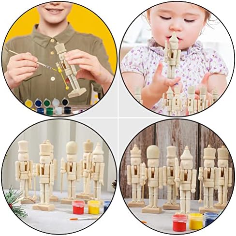 Luozzy 6 PCs Soldado de Nutcracker de Natal Xmas Pintura Diy Craft Wooden Nutcracker para pintar a decoração de Natal