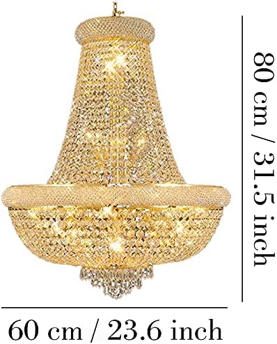 PHIPE Empire Gold Crystal Lustre Luxury Luxury 18 -Luzes pendurados Lâmpada de iluminação clássica para o quarto da sala de