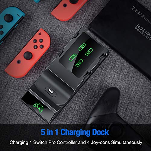 Dock do carregador do controlador para a Nintendo Joycon e Switch Pro Controller com suplemento tipo C