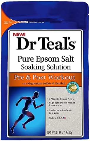 Dr. Teals Pre & Post Workout Epsom Salk Solution - Os óleos essenciais misturados com puro Epsom Salt & Menthol - facilitam dores e