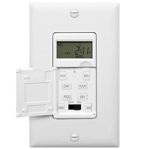 Enerlites Switch de timer digital programável para luzes, ventiladores, motores, 7 dias de 18 dias.