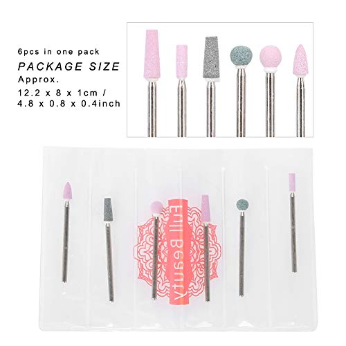 5 Tipos 6pcs/pacote de aço inoxidável Derrilha de arte da unha Manicure, suavizando unhas de prego corundos bits para equipamentos