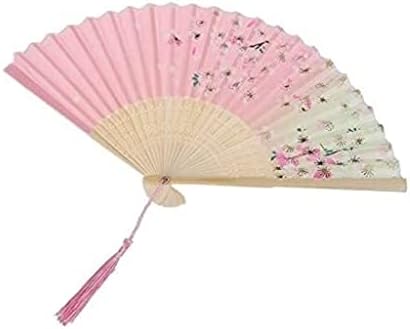 Yalych Fã dobrável Fã de bambu vintage Fã de flor de flores chinesa Fã de dança chinesa para fãs de festas personalizados