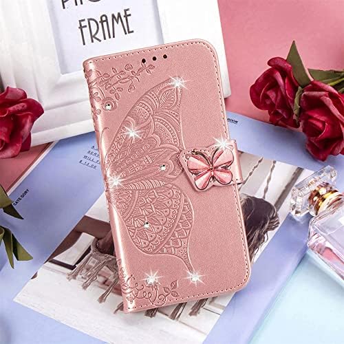 CCSmall para OnePlus Nord N300 5G Caixa de carteira para mulheres meninas, capa de couro de flor de borboleta brilhante com capa de