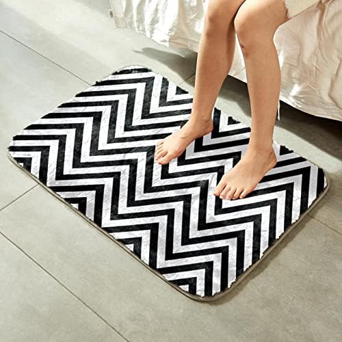 Lyetny preto branco em zigue -zague de água absorvente tapete de banheiro tapete de banheiro 31 x 20 polegadas Microfiber Bath