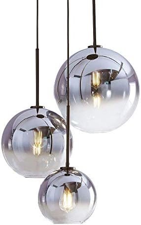 H xd Conjunto global Global Globe Globe Globe Silver Glass Pinging Light, Luz de Chaniler Luz de Vidro Moderno