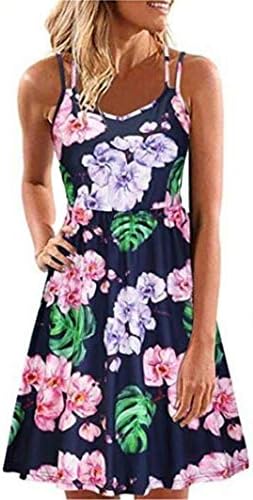 Andongnywell Women Feminino Casual Casual Casual Menas de joelho Limpeiro Vestido de flor Flor Roul