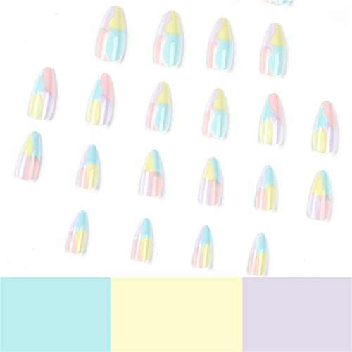 24pcs Rainbow Colors Gradiente Fake Nails Tampa completa ALMOND Press