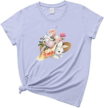 Feliz camisa da Páscoa Mulheres Happy Páscoa Camise de Páscoa Camise de Páscoa Tops T-shirt de blusa atlética cristã solta