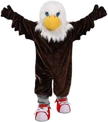 Traje de águia longa marrom mascote mascote de cosplay adulto desenho animado