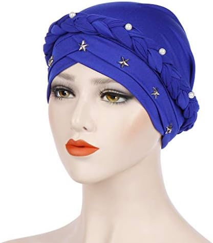Capéu de chapéu de gorro para mulheres, mulheres bijas de trança chapéu de trança muçulmana Cancer Turban Cap Cap da moda feminina