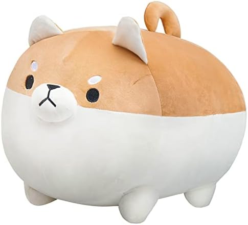 Vhyhcy empalhado animal shiba inu travesseiro de pelúcia, fofo corgi cachorro luxuoso anime de anime de animais de estimação,