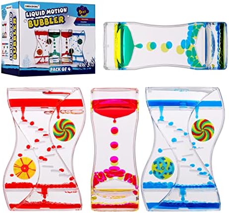 Xinbaohong Liquid Motion Bubbler Brinquedo sensorial para crianças e adultos 4 pacotes ， Calming Stress Alívio de alívio de estresse