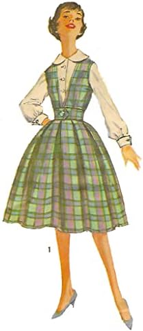 Padrão vintage da década de 1950 - vestido 'Gambitt' Pinafore, duas saias e blusa - Busto: 32 ”