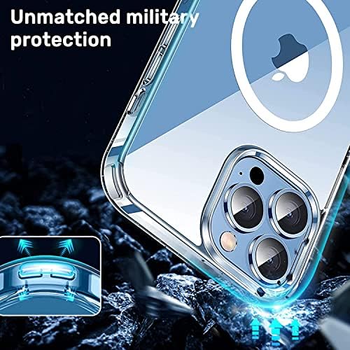 SURUDO FORTE MAGNÉTICO CLEY para iPhone 14 Pro Max Case [CRISTAL CLEY NÃO AMELHEIRO] [Proteção de gota de grau militar] Tampa