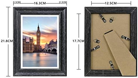 Nuolan 5x7 quadro de imagem Farmhouse Black Wood Pattern Frames para tela de parede ou mesa, 4 pacotes