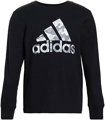 T-shirt de logotipo de manga comprida dos meninos da Adidas Boys